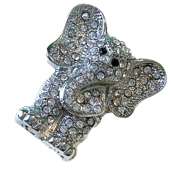 Elephant Brooch Asian Inspired Safari Encrusted Shimmer Pin Circus Novelty - Picture 1 of 7